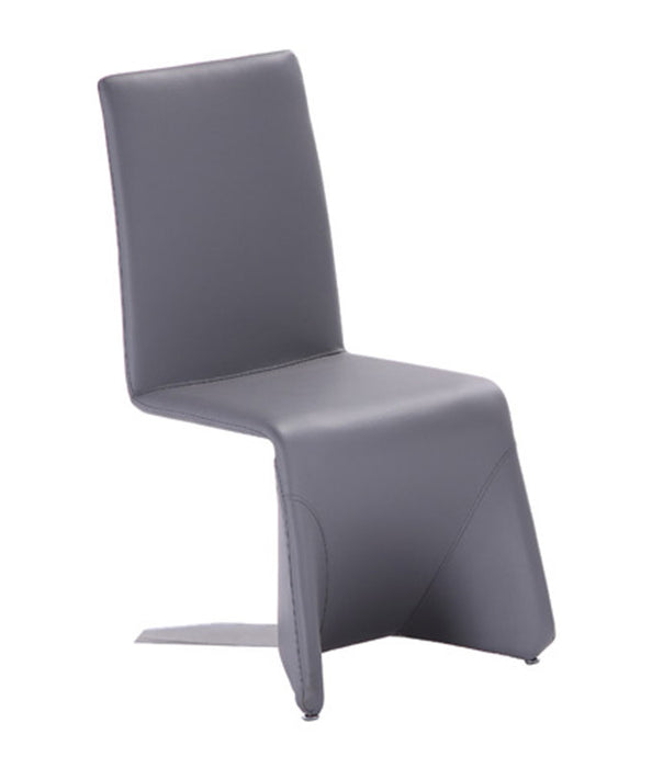 Set Of Two Gray Contemporary Faux Leather Dining Chairs