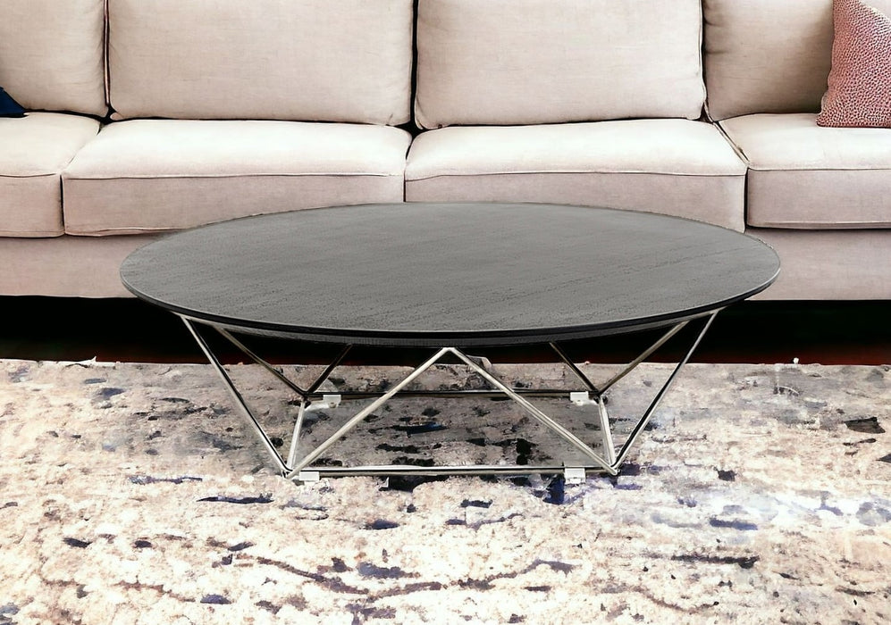 11" Wenge Veneer And Stainless Steel Coffee Table