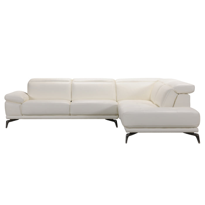 29" White Leather And Wood Sectional Sofa