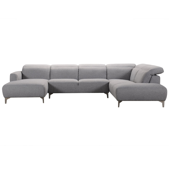 30" Grey Fabric And Iron Sectional Sofa With A Wood Frame