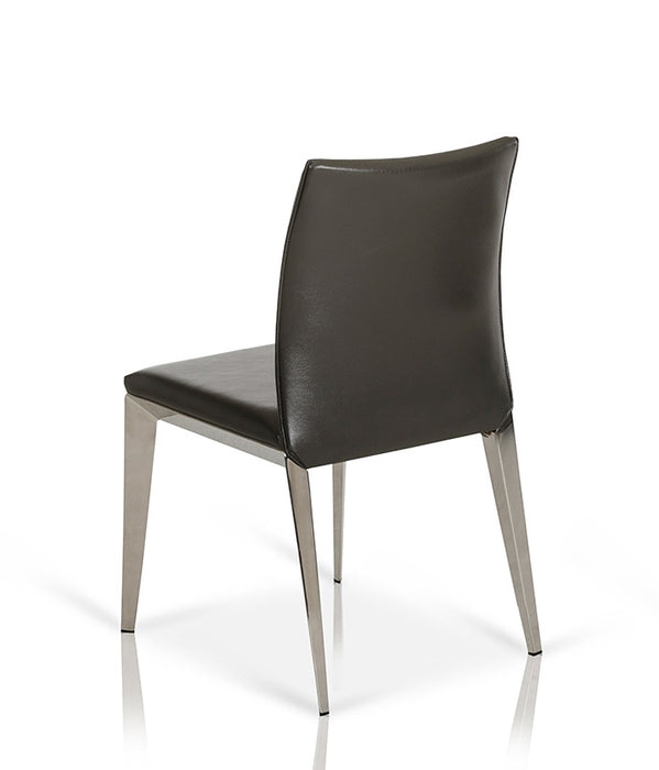 Two 36" Dark Grey Leatherette And Metal Dining Chair