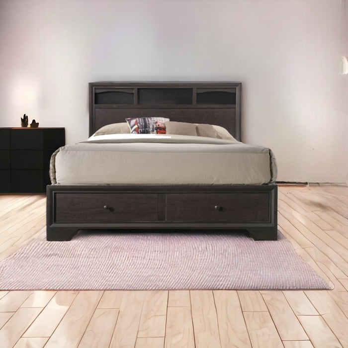 Rich Espresso Finish King Bed With Storage