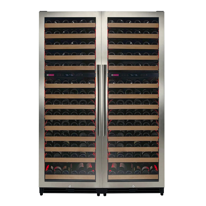Reserva Series 308 Bottle 71" Tall Four Zone Stainless Steel Side-by-Side Wine Refrigerator