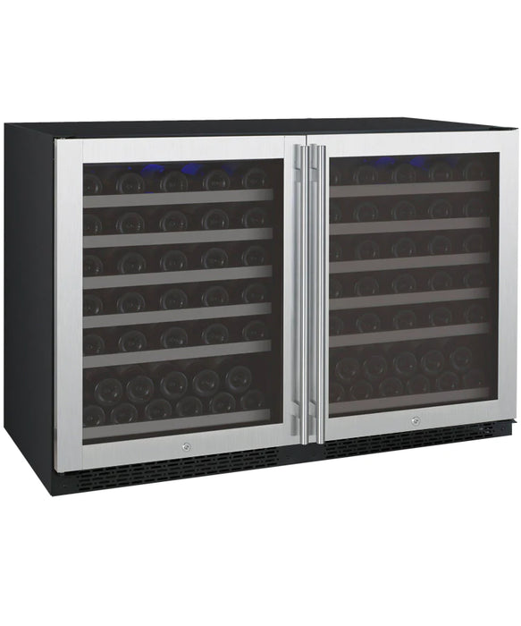 47" Wide FlexCount II Tru-Vino 112 Bottle Dual-Zone Stainless Steel Side-by-Side Wine Refrigerator