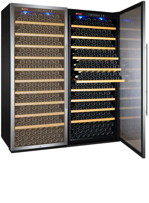 63" Wide Vite II Tru-Vino 554 Bottle Dual Zone Stainless Steel Side-by-Side Wine Refrigerator