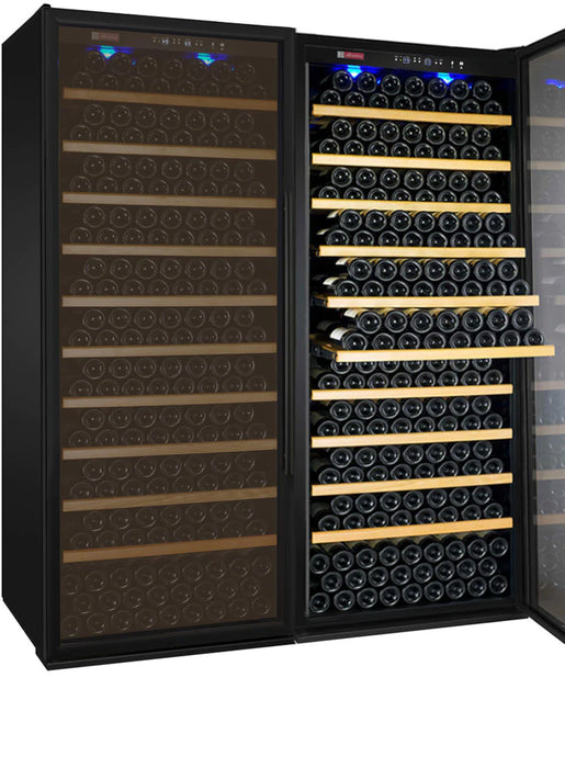 63" Wide Vite II Tru-Vino 554 Bottle Dual Zone Black Side-by-Side Wine Refrigerator