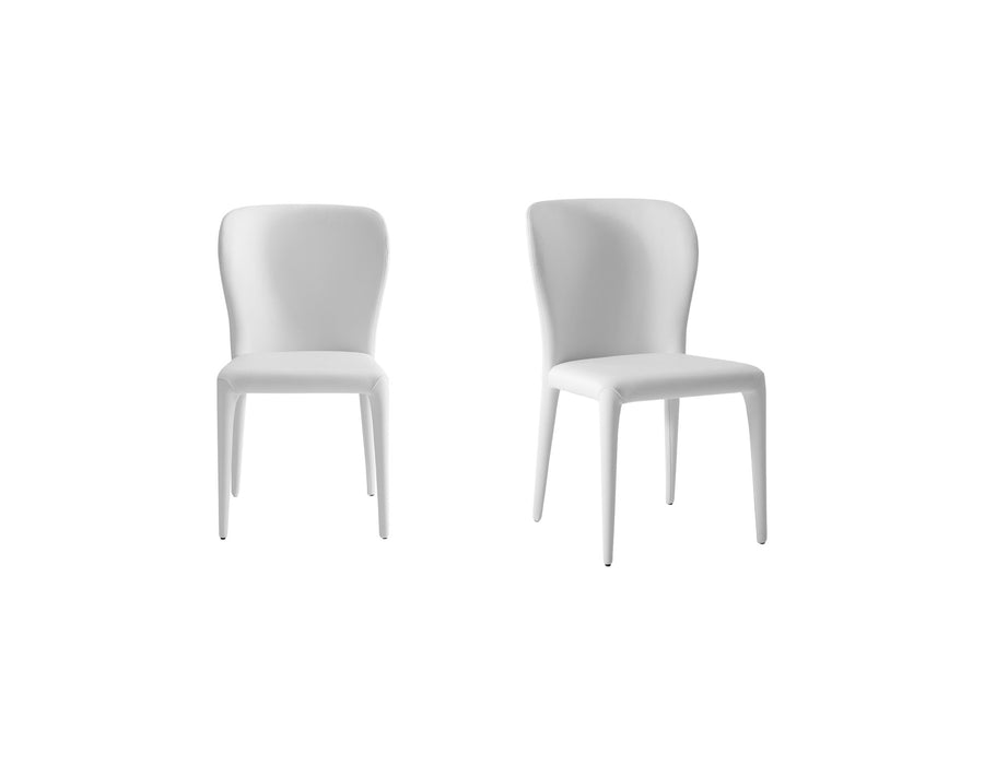 Set Of 2 White Faux Leather Dining Chairs