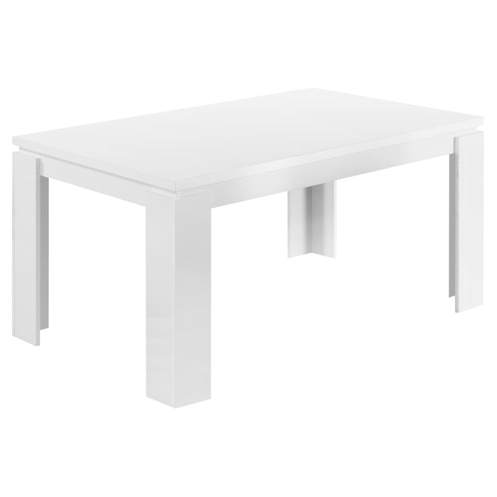 140" White Solid Wood And Metal Dining Table