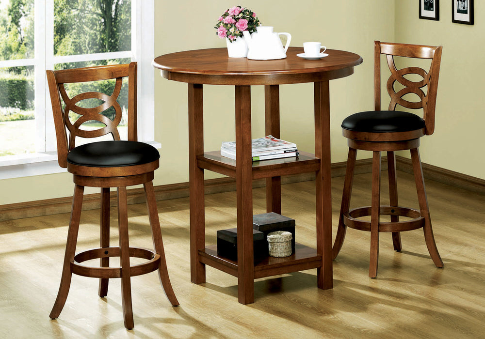 Set of Two " Black And Brown Solid Wood Bar Chairs