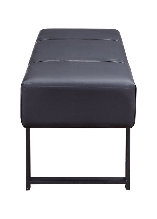 17" Black Upholstered Faux Leather Bench