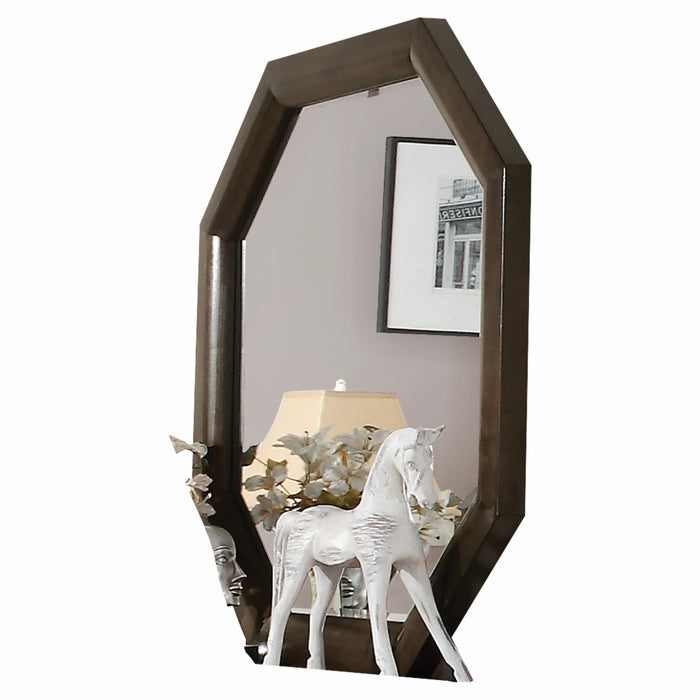 Tobacco Wood Finish Octagonal Frame Wall Mirror