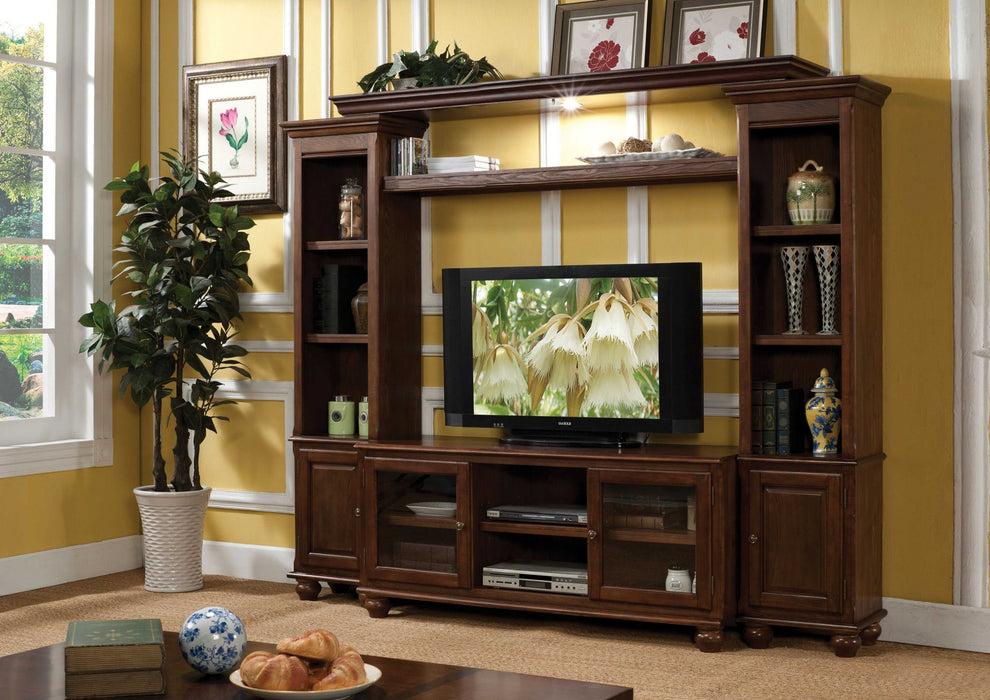 15" X 96" X 78" Walnut Wood Entertainment Center