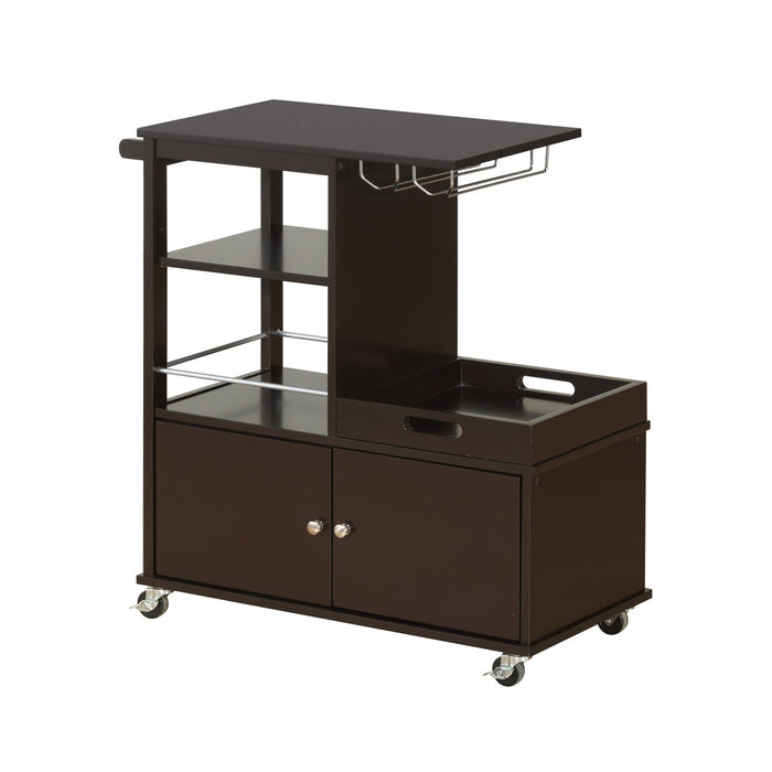 16" X 34" X 34" Wenge Wood Casters Kitchen Cart