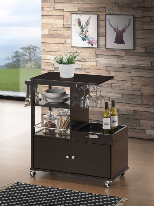 16" X 34" X 34" Wenge Wood Casters Kitchen Cart