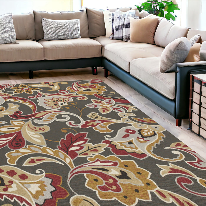 7' X 9'  Uv Treated Polypropylene Taupe Area Rug