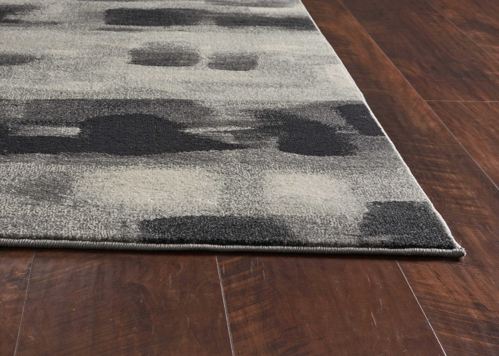 10'X13' Shades Of Grey Machine Woven Abstract Brushstroke Indoor Area Rug