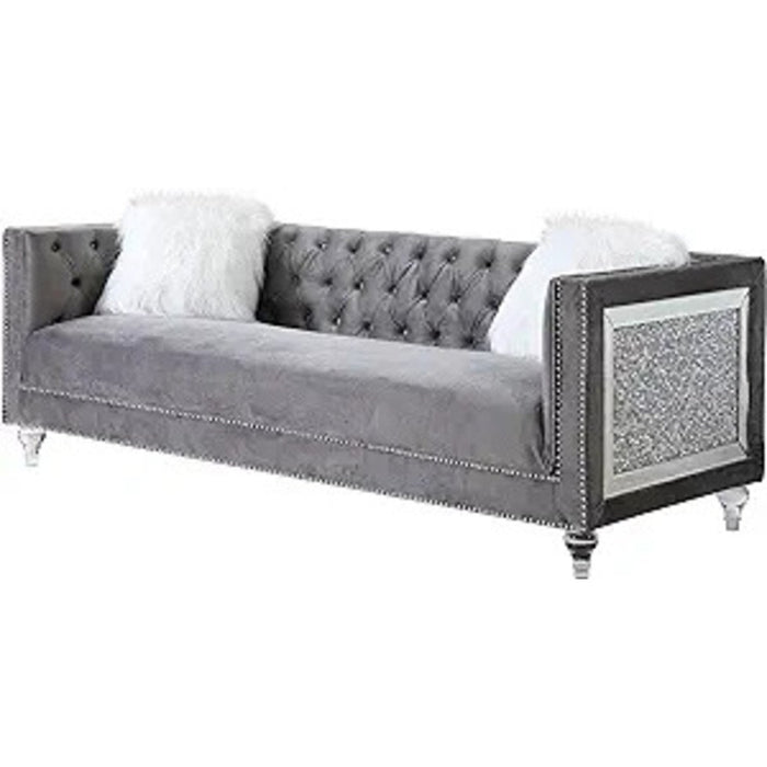 HeiberoII Sofa w/2 Pillows, Gray Velvet (LV00330)