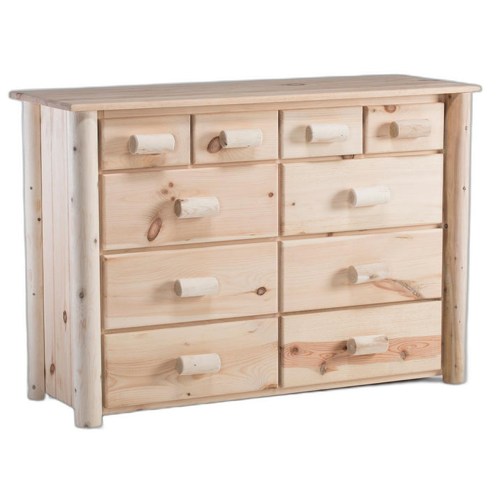 Natural Unfinished Wood Ten Drawer Dresser