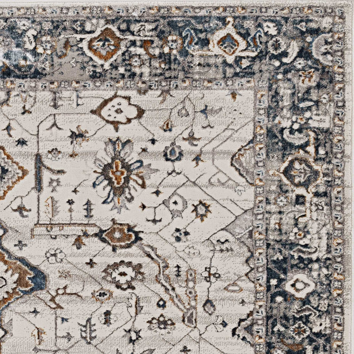 10'X13' Ivory Grey Machine Woven Traditional Indoor Area Rug