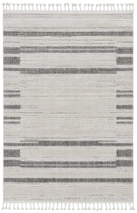 144 X 180 Ivory  Grey Polyester Rug