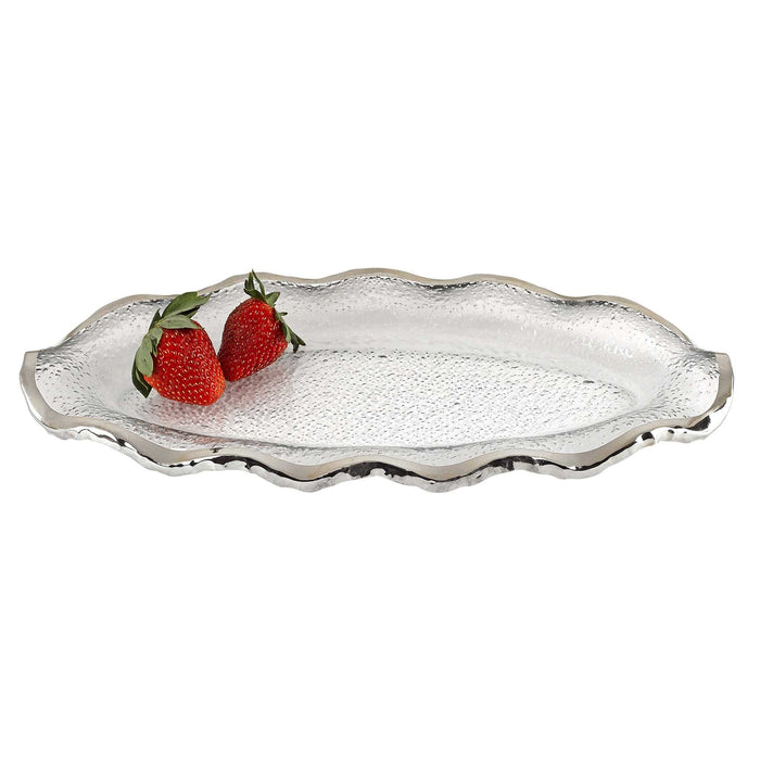 14 Mouth Blown Wavy Edge Silver Platter