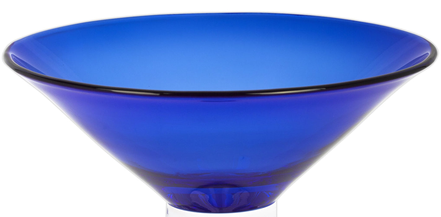 11 Mouth Blown Crystal Cobalt Blue Centerpiece Bowl