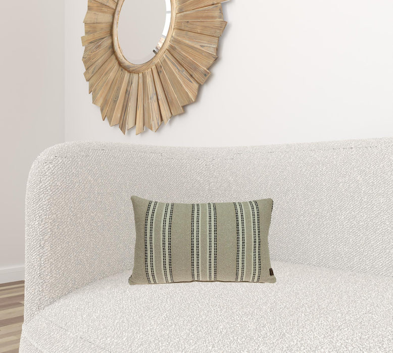 Oatmeal Stripe Weave Lumbar Throw Pillow