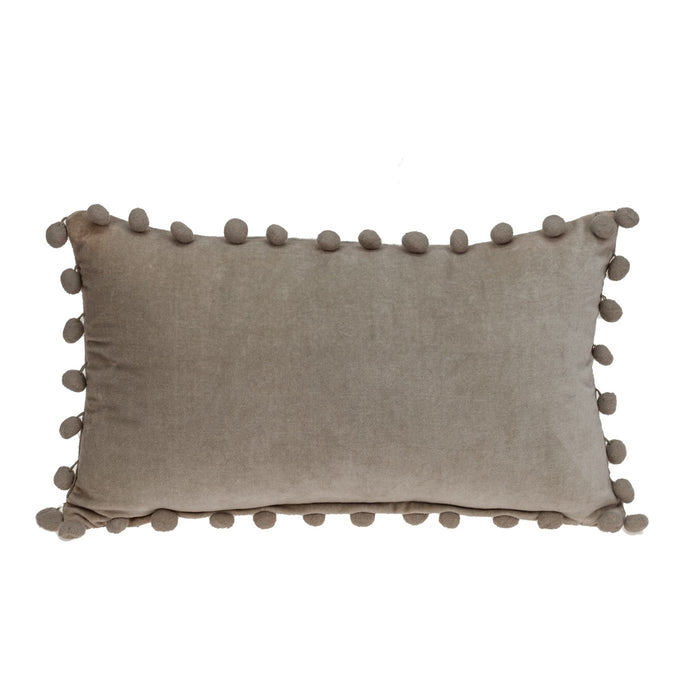 Taupe Pom Pom Lumbar Throw Pillow