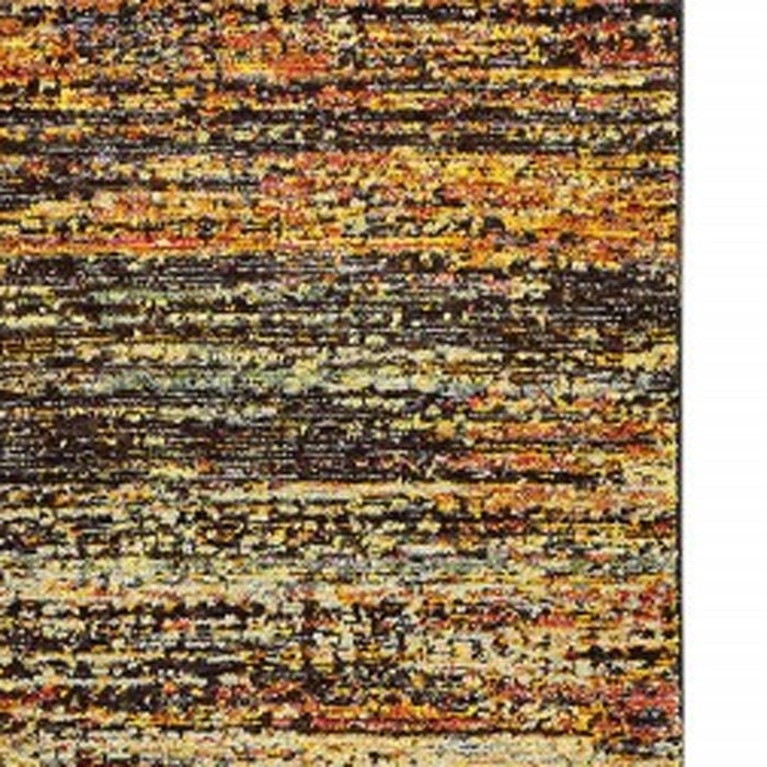 12' Gold And Slate Abstract Runner Rug