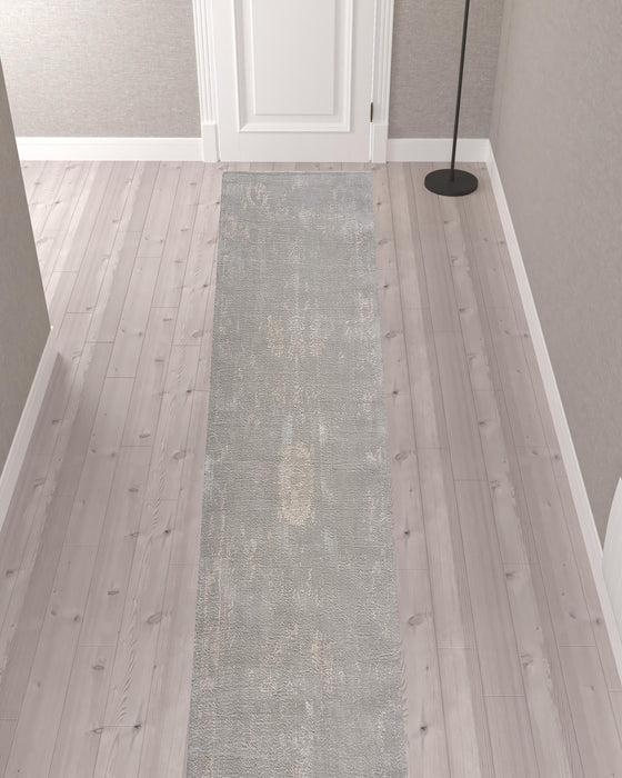 15' Grey Abstract Power Loom Runner Rug