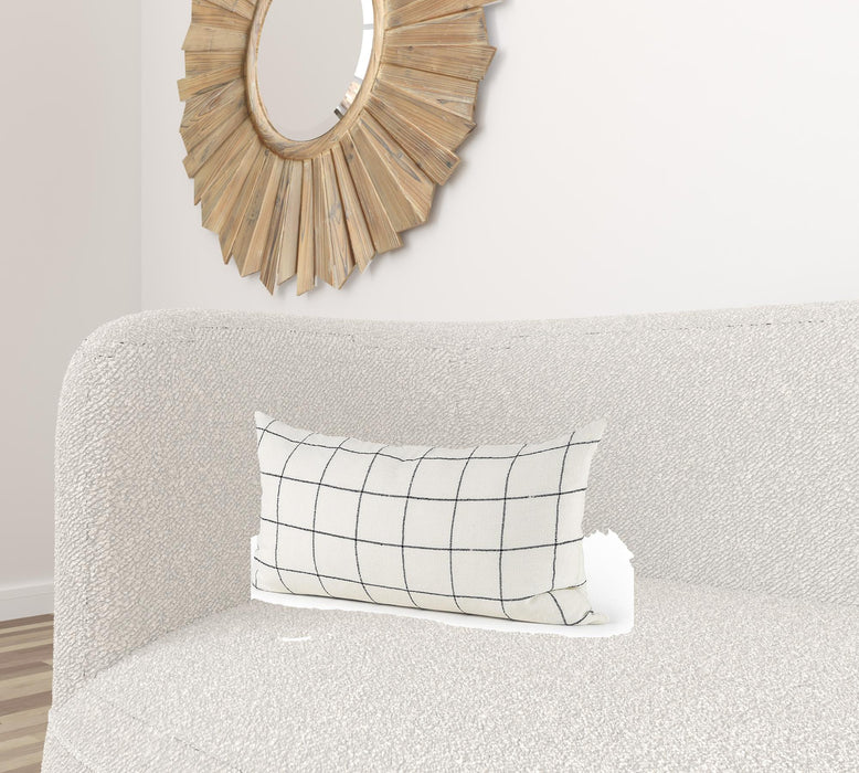 White And Black Grid Lumbar Accent Pillow Cover