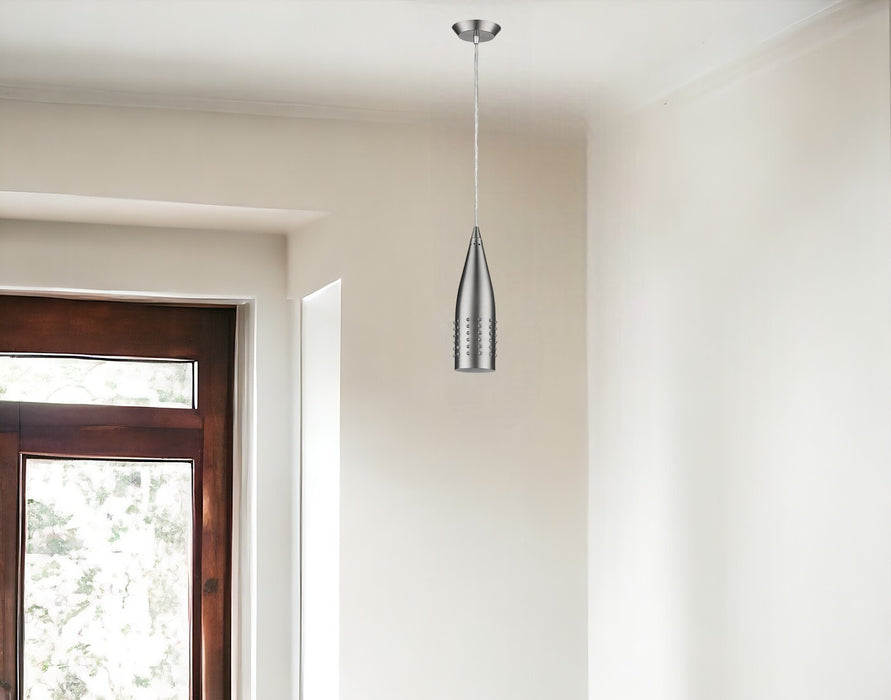 Narrow Silver Hanging Light with Glass Studs