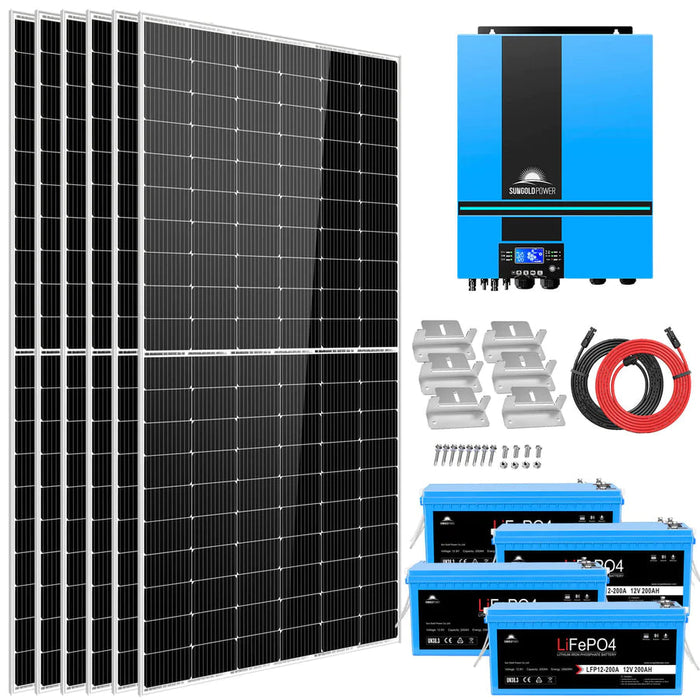 Sungold Power Complete off Solar Kit 6500W With 4 Lithium Batteries, Bluetooth & 6 Solar Panels