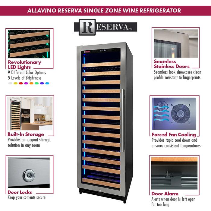 Reserva Series 326 Bottle 71" Tall Dual Zone Stainless Steel Side-by-Side Wine Refrigerator