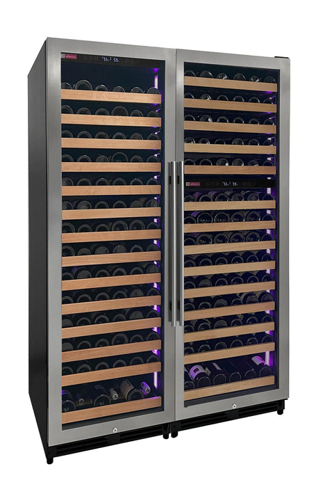 Reserva Series 326 Bottle 71" Tall Dual Zone Stainless Steel Side-by-Side Wine Refrigerator