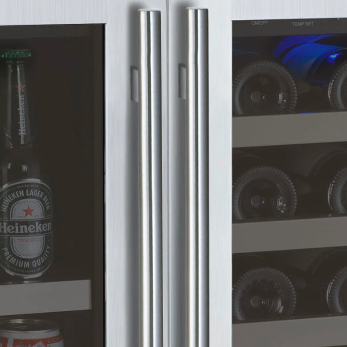 47" Wide FlexCount II Series 56 Bottle/154 Can Dual Zone Stainless Steel Side-by-Side Wine Refrigerator/Beverage Center