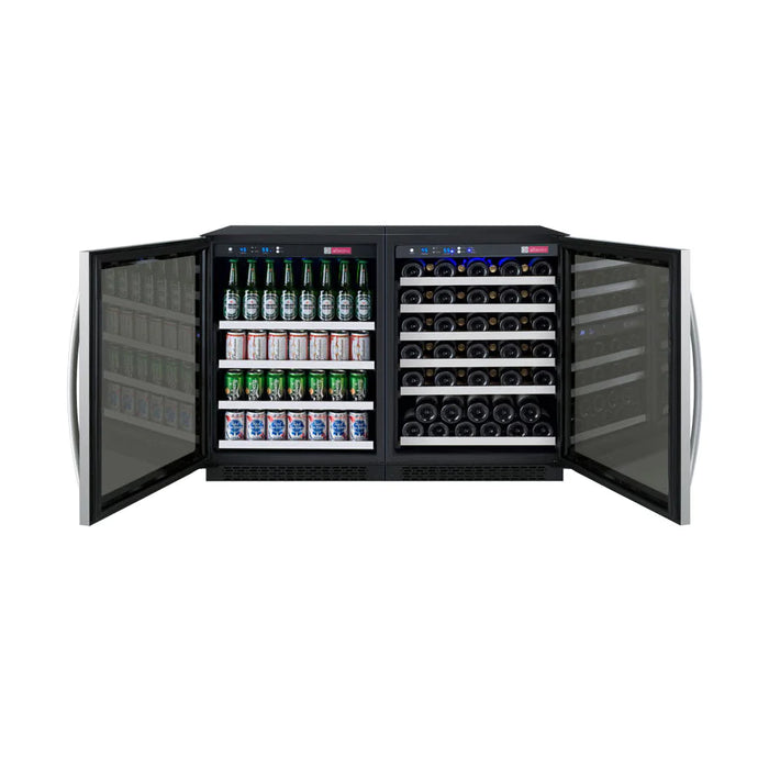 47" Wide FlexCount II Tru-Vino 112 Bottle Three Zone Stainless Steel Side-by-Side Wine Refrigerator