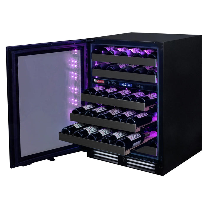 Reserva Series 50 Bottle 34" Tall Dual Zone Left Hinge Black Stainless Steel Wine Cooler Refrigerator