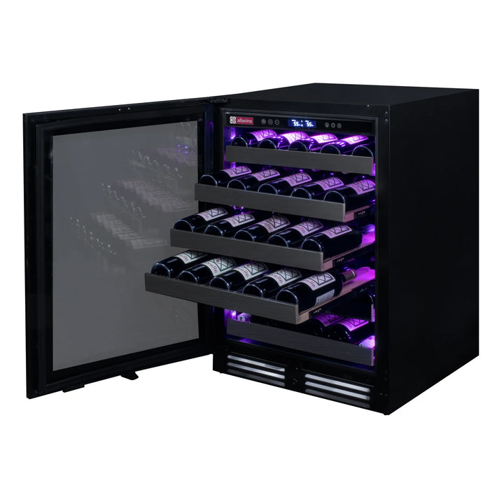 Reserva Series 50 Bottle 34" Tall Single Zone Left Hinge Black Stainless Steel Wine Cooler Refrigerator