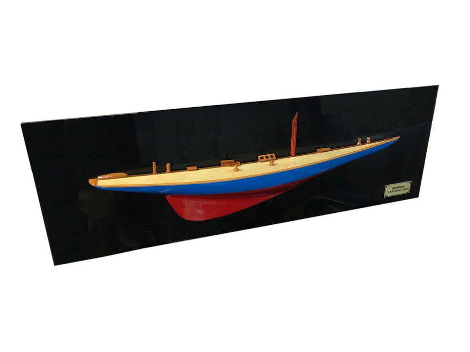 12" Blue and Red Rainbow Half-Hull Hand Painted Decorative Boat