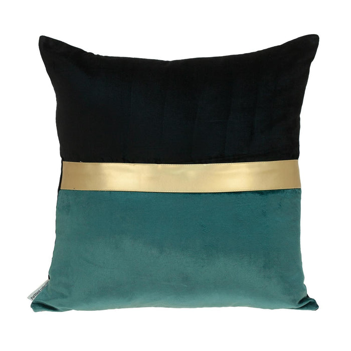 Teal Gold and Black Tufted Velvet Square Pillow