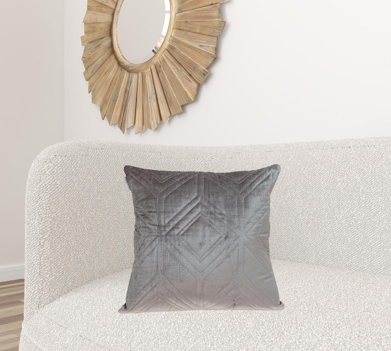 Taupe Quilted Diamonds Velvet Solid Color Throw Pillow