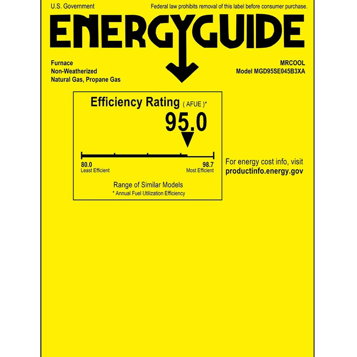 MRCOOL Signature 95% AFUE, 45K BTU, 3 Ton, Downflow Multi-Speed Gas Furnace - 17.5-Inch Cabinet