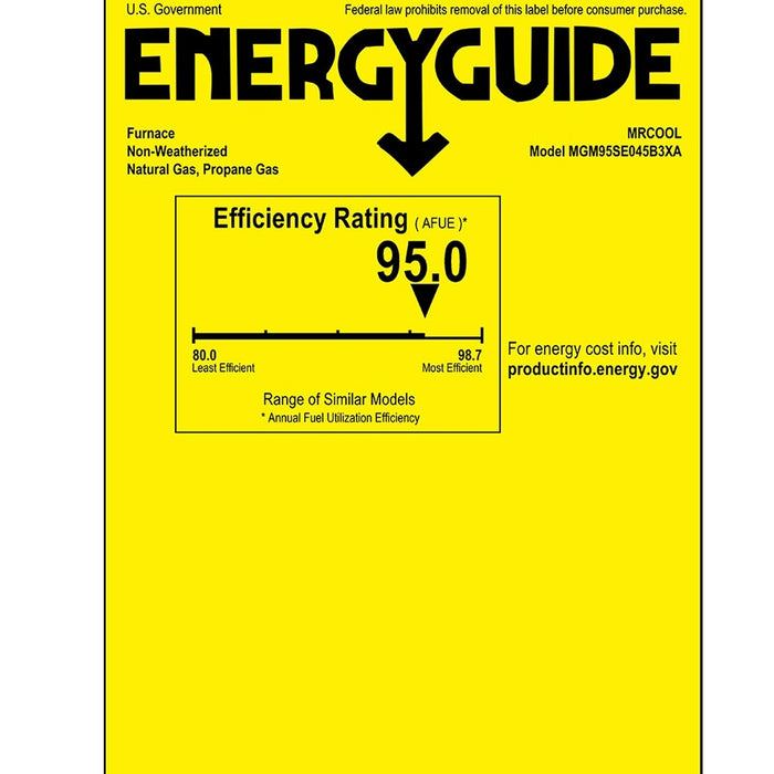 MRCOOL Signature 95% AFUE, 45K BTU, 3 Ton, Multi-Position Multi-Speed Gas Furnace - 17.5-Inch Cabinet