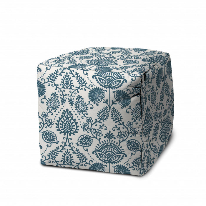 17" Turquoise Cube Indoor Outdoor Pouf Cover