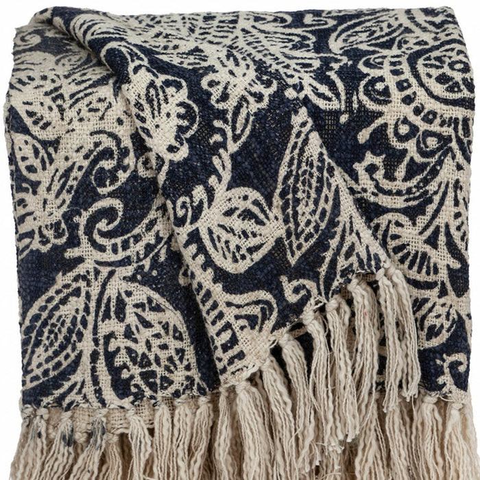 Parkland Collection Hina Floral Blue 52" x 67" WOVEN HANDLOOM Throw