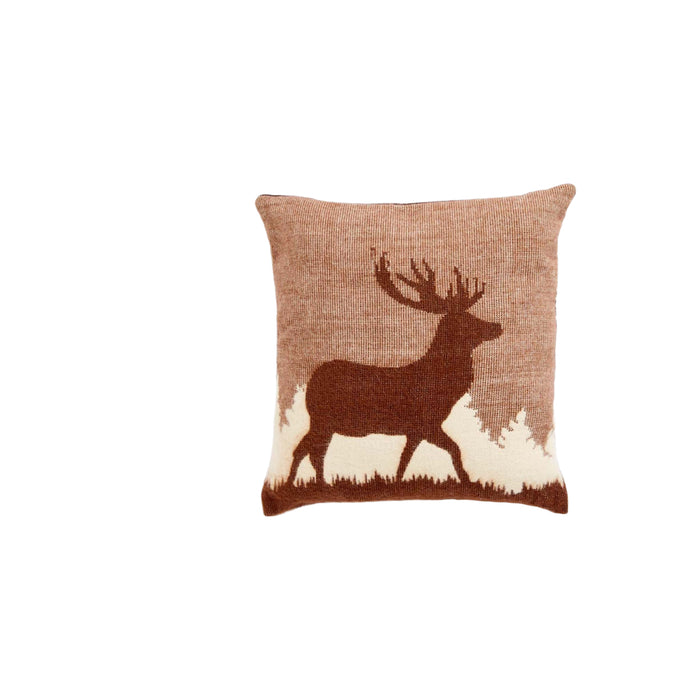 16" Brown and White Deer Acrylic Throw Pillow Cover