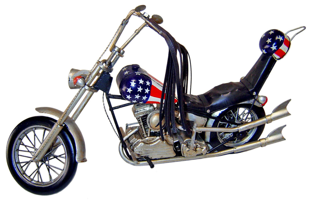 12" Blue and Silver Metal Hand Painted Model Motorcycle