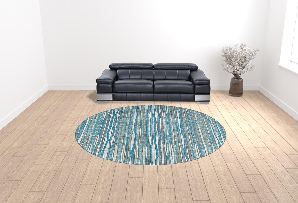 10' Blue Round Ombre Tufted Handmade Area Rug