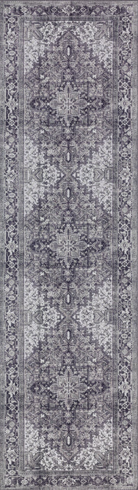 2' X 8' Grey Oriental Distressed Non Skid Runner Rug